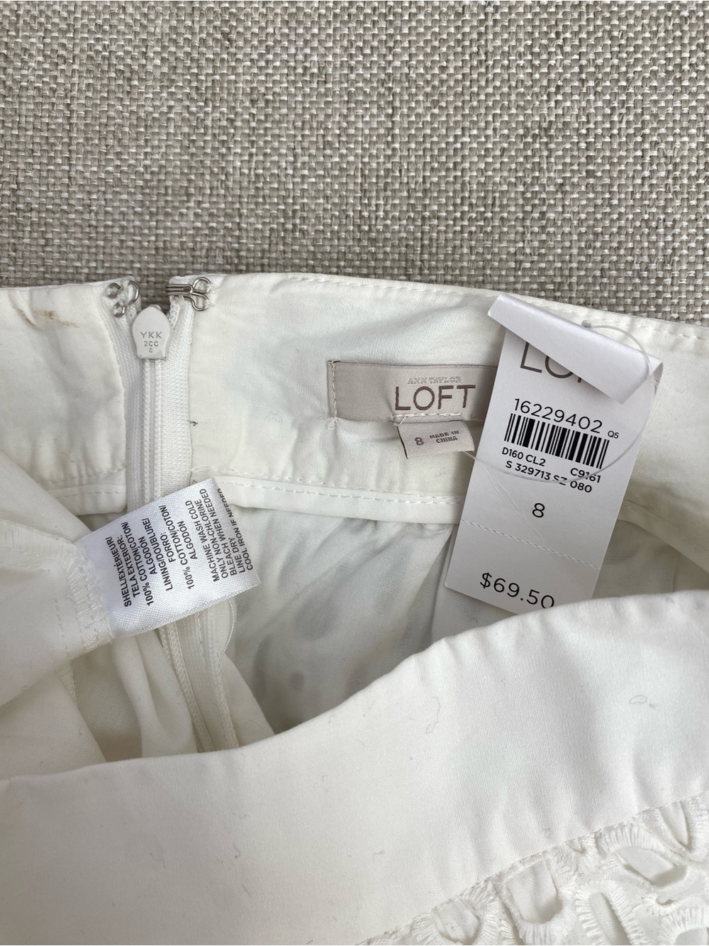 NWT LOFT Womens' Creamy White Eyelet Skirt - Size 8 - Picture 2 of 2
